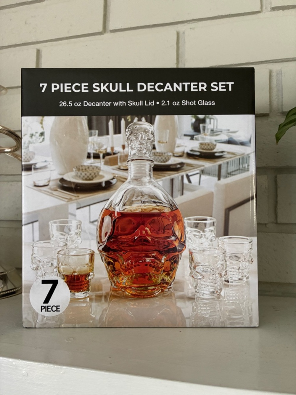 7-Piece Skull Decanter Set with Shot Glasses